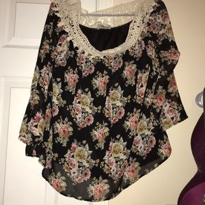 Off the shoulder floral shirt